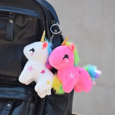 1PC Cartoon Unicorn Doll Keychains Unicorn Plush Soft Stuffed Popular Animal Horse Toy Small Keychain Pendant For Children Girls Key Chains