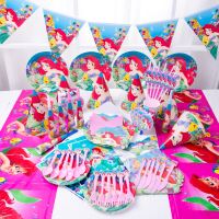 mermaid ariel theme girl kids birthday party plate napkins disposable tableware baby shower birthday party decorations