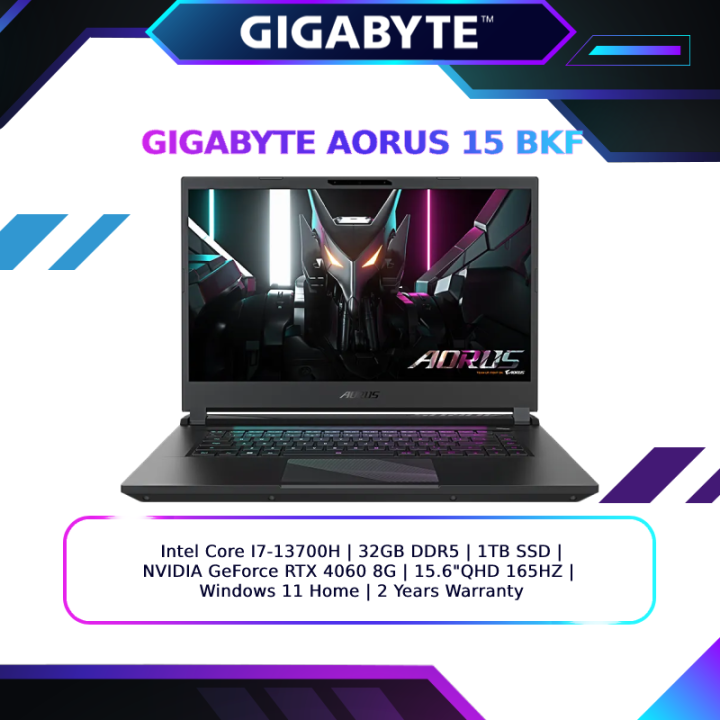 Gigabyte Laptop Aorus 15 Bkf Gaming (13th Gen I7-13700h  16gb Or 32gb 