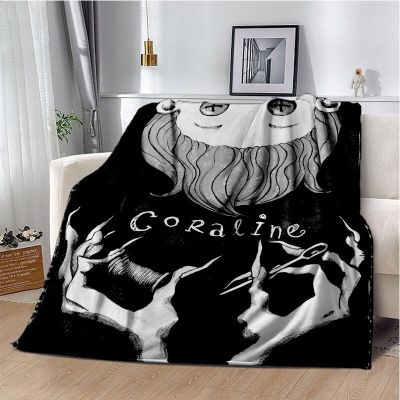 （in stock）Gothic anime Coraline printed blanket Family baby sleeping sofa bed blanket Soft and warm blanket Bed cover（Can send pictures for customization）
