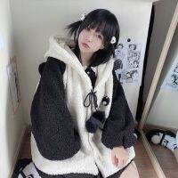 Spot parcel post FallWinter Japanese Style Soft Girl Student Korean Style Loose All-Match and Cute Panda Lamb Fleece Padded Coat Female Preppy Style Top