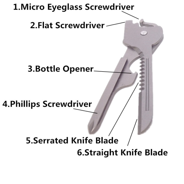 kuvn-1ชิ้นสวิส6อิน1เทคโนโลยีอเนกประสงค์อเนกประสงค์มีดยูทิลิพวงกุญแจห่วงโซ่ไขควงที่เปิดขวดเครื่องมือตั้งแคมป์-edc-กลางแจ้ง