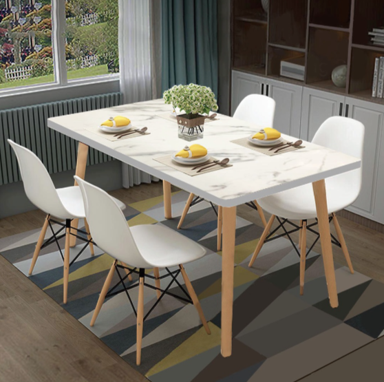 120 x 60 Simple Eames Dining Table with 4 Eames Chairs Dining Set