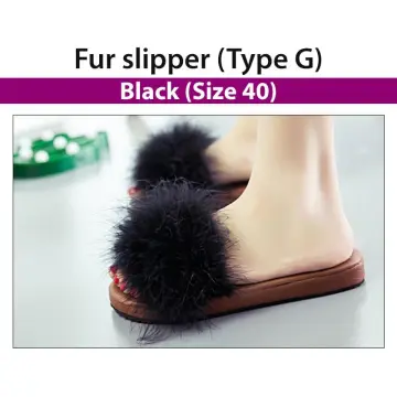 Fur sandals sale flat