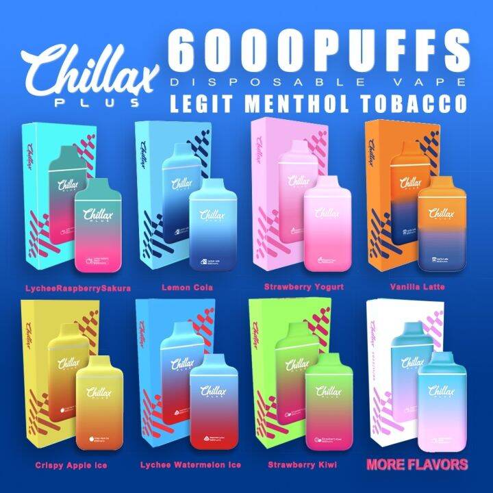 Vaper 10 Flavors Chillax Plus 6000 Puff Bar Plus Disposable Vape Disposable Pod 5 50mg Nic