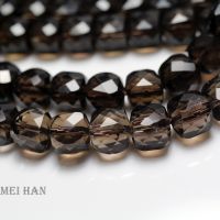 Meihan Free shipping natural 8x8 mm Smoky Quartz Faceted Cube loose gemstone beads for jewelry making diy design