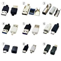 ☞○ 10Sets 9Type DIY High speed USB Connector Assembly Welding Type Type C Male Jack Phone Tail Charging Socket Electric Terminal