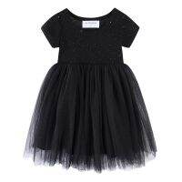 Mudkingdom Sparkly Girls Tutu Dress Princess Plain Toddler Short Sleeve Dresses Girl Party Tulle Clothes Children Summer Dress