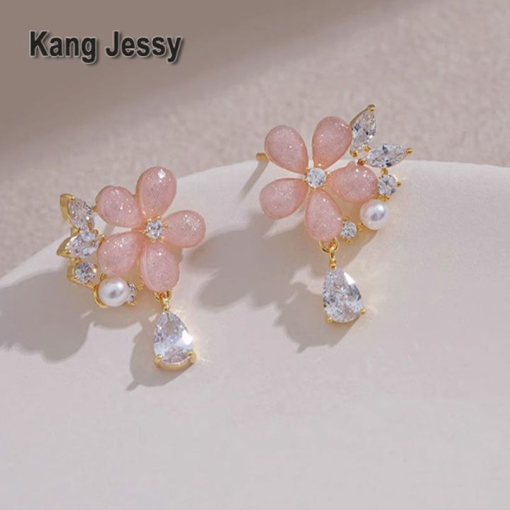 kang-jessy-ต่างหูรูปหัวใจสีชมพูฝังเพทายใหม่รักสารภาพรักต่างหูผู้หญิงอารมณ์ไฮโซเฉพาะกลุ่ม