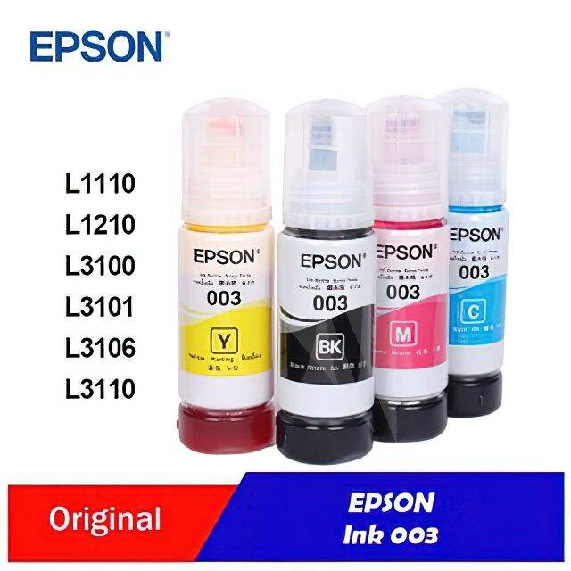 Epson 003 Ink Black Cyan Magenta Yellow Brand New Original Ink Bottles
