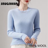 【jw】♂✚  basic crewneck women sweater wool pullover for womens clothes blue top long sleeve elegant striped knit jumper