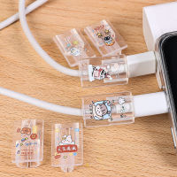 การ์ตูนใสคงที่คลิปสำหรับ Apple สายชาร์จ Winder Soft TPU ฝาครอบป้องกันสาย USB ป้องกันผู้ถือคลิป