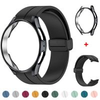 2023 Original ♈❆✻ Tali silikon asli untuk jam tangan Samsung 4/5 40 44mm jam tangan 5 Pro 45mm Gelang gesper magnetik jam Galaxy 4 Klasik 42 46mm