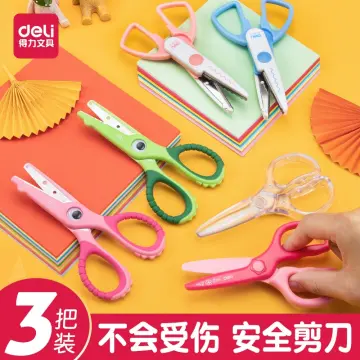 DELI Child Safety Scissors Kindergarten Round Head Small Plastic