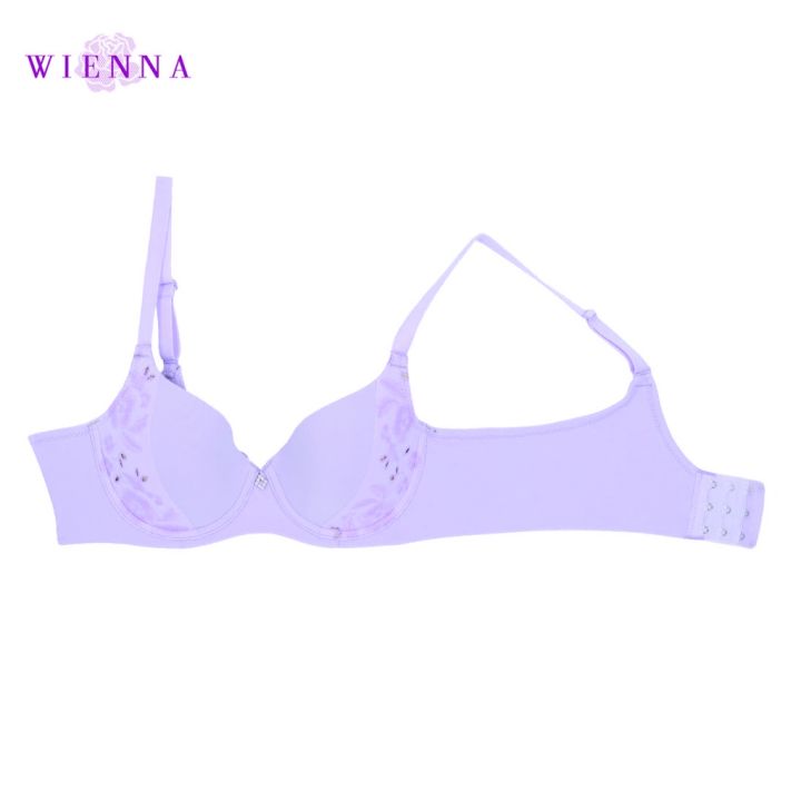 wienna-db91400-ชุดชั้นในเวียนนา-เสื้อชั้นในลูกไม้ปัก-สีขาว-สีม่วงอ่อน-สีเนื้อ-carnation-tulip