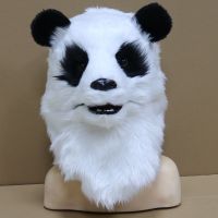 New Plush Glowing Panda Head Cover Halloween Animal Mask Cosplay Weird Prom Dress Up Prop Simulation Animal Headdress Panda Mask