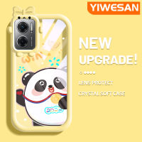 YIWESAN เคสสำหรับ Xiaomi Redmi 10 5G Redmi Note 11E 5G Redmi 11 Prime 5G เคสการ์ตูนน่ารักกีฬาแพนด้าน่ารักป้องกันเลนส์กล้องปิศาจน้อยเคสโทรศัพท์โปร่งใสซิลิโคนนิ่มเคสกันกระแทกแบบใส