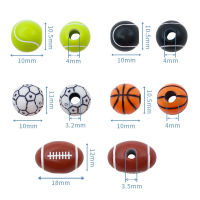 50pcslot Sport Ball Acrylic Beads Basketball Football Rugby Tennis Loose Spacer Beads for Jewelry Making Diy Bracelet Necklace