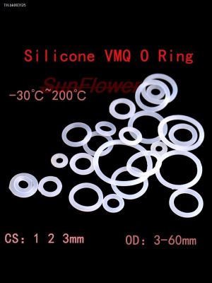 ✸ VMQ White Silicone O Ring Gasket Thickness 1 2 3mm OD 3-60mm Food Grade Rubber Insulate Round O Shape Seal o-Ring Silicone Rings