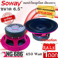 ถูกที่สุด เสียงดีมาก!! SOWAY รุ่น NG-686 PINK ลำโพงเสียงกลางลูกโดด 6.5นิ้ว กรวยเคฟล่า โครงชมพู กำลังขับ400 วัตต์ เสียงดี เบสนุ่ม แหลมใส