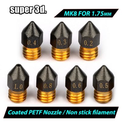【LZ】 3D Printer MK8 Brass PTFE Nozzle Coated  0.2/0.3/0.4/0.5/0.6/0.8/1.0mm M6 Threaded Nozzle for 1.75mm Filament MK Hotend Extruder