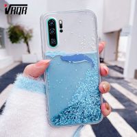 VRQR เคสน้ำเหลวสำหรับ Huawei P20 Pro P30 Pro P40 Pro P20 Lite P30 Lite เคสโทรศัพท์แฟชั่นหรูหราพร้อมลายปลาวาฬสีฟ้า