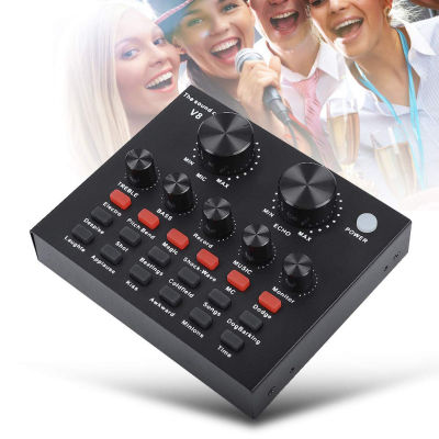 V8 Computer Live Broadcast Headset Microphone Audio Voice Chat Karaoke For Mobile PC Singing Recording Sound Card External USB