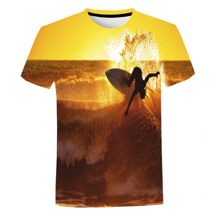 เสื้อยืดแขนสั้นผู้ชาย-sea-surfing-พิมพ์เสื้อยืด-surf-โปสเตอร์พิมพ์เสื้อยืด-surfriding-3d-พิมพ์เสื้อยืด