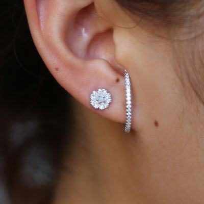 New Design Fashion Charm CZ Crystal Stud Earrings Geometric Long Bar Shiny Rhinestone Big Earring 925 Silver Jewelry WomenTH
