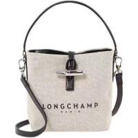 Longchamp กระเป๋าผ้าใบทรงถัง,กระเป๋าไม้ไผ่แบบมือถือ,สะพายไหล่เดียวสำหรับผู้หญิง,น้ำหนักเบา,ความจุขนาดใหญ่,ช่องพักผ่อนขนาด: 17*12*20ซม. ใหม่ปี2022