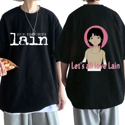 Anime Serial Experiments Lain เสื้อยืดผู้ชาย Graphic T Shirts เสื้อ Iwakura สาวการ์ตูน Sci Fi แขนสั้น tee เสื้อ