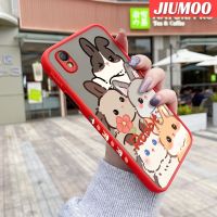 เคส JIUMOO สำหรับ OPPO A37 A37F NEO 9เคสลายการ์ตูนกระต่ายบางดีไซน์ใหม่ขอบสี่เหลี่ยมด้านข้างกันกระแทกมีน้ำค้างแข็งโปร่งใสแข็งเคสมือถือปลอกซิลิโคนคลุมทั้งหมดเคสป้องกันกล้อง Softcase