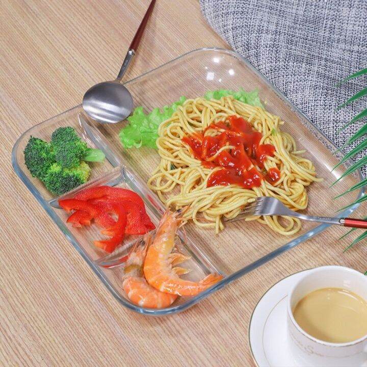Glass Divided Plates, 4 Section Divider Plate for Adults, Serving