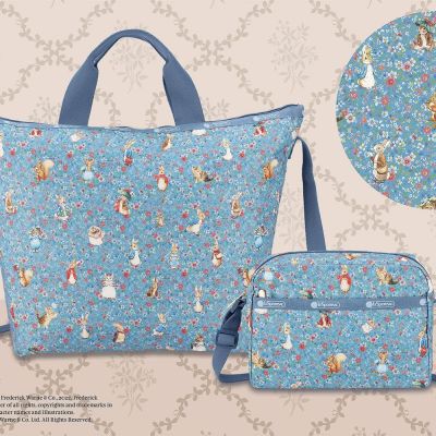 Lishibao Peter Rabbit joint cartoon printed nylon womens cloth bag one-shoulder portable Messenger bag tote bag U231