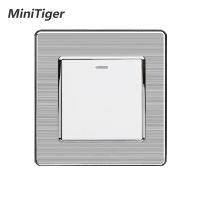 Minitiger 1 Gang 1 Way Luxury Light Switch On / Off Wall Switch Interruptor Stainless Steel Panel AC 110~250V Power Points  Switches Savers