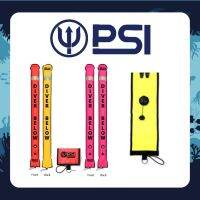 PSI Marker Buoy with Valve SMB Scuba diving Size 150*15cm 210D Nylon coated with TPU Stainless D ring to attach clip/carabiner colors ORANGE &amp; YELLOW / PINK