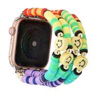 ♙ Go2Boho Iwatch Strap Colorful Clay Smile Beaded for 1/2/3/4/5/6/7 Series Handmade Watchband Accessories for Women Men Gift