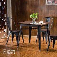 เก้าอี้เหล็ก สไตล์ LOFT สีดำ เบาะหนังตอกหมุด (ราคาเฉพาะเก้าอี้) | Livinghome Furniture