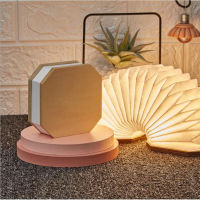 New 3D Folding Wooden Book Lamp LED 3 Colors Accordion Night Light Rechargeable Bedroom Table Lamp for Baby Child Gift Present