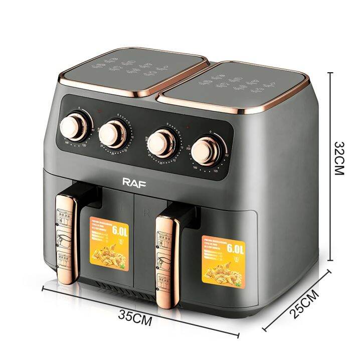 Robovacs 12L Large Capacity Air Fryer Double Bin French Fry Without Oil Hot Air Electric Fryer