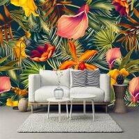 ▧ Exotic Tropical Plants Mural Morning Glory Wallpaper Restaurant Snack Bar Personality Decorative Mural Papel De Parede 3d