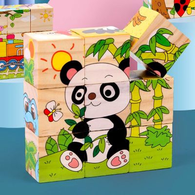 Baby Toys Wooden Blocks Six Side Cube Jigsaw Puzzles Game Animal Fruit Traffic Cognition Puzzle Montessori Educational Toys