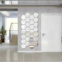 12PCs/Set DIY 3D Mirror Wall Sticker Hexagon Home Decor Mirror Decor Stickers Art Wall Decoration