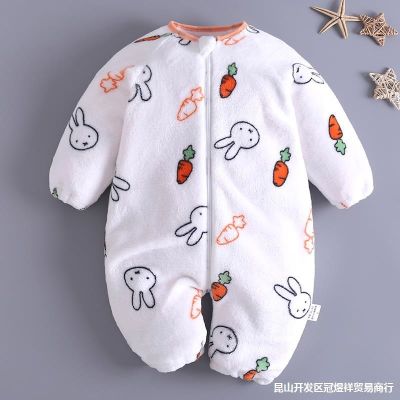 [COD] Baby sleeping bag autumn and winter children split legs anti-kick quilt flannel male female baby one-piece pajamas newborn thickened