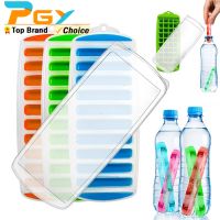 Pop Out Plastic Ice Cube Tray with Lid Reusable Ice Stick Tray Mold for Water and Sport Bottles BPA Free Ice Tube Making Trays