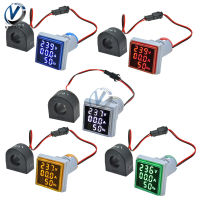 Mini 22mm 3 in 1 Digital Current Voltmeter Ammeter Hertz Frequency Meter AC 60-500V LED Current Voltage Indicator Tester Tools