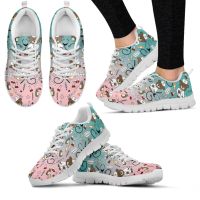 INSTANTARTS Womens Casual Sneakers Cute Medical Bear Print Flats Woman Cute Gradient Nursing Footwear Females Spring Loafers