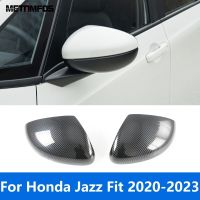 สำหรับ Honda Jazz พอดี2020 2021 2022โครเมี่ยม2023กระจกมองหลังขอบประตูกระจกฝาครอบอุปกรณ์เสริมตกแต่งรถหมวกครอปกระจกรถป้องกัน