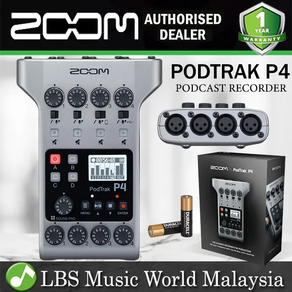 Zoom PodTrak P4 4 Input Ultimate Portable Recorder for Podcasting and