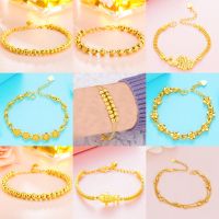 24K Gold Color Chain celets for Women 2020 Fashion Jewelry Hand Link chain Curb wrist bangle friends Birthday Gifts wholesale